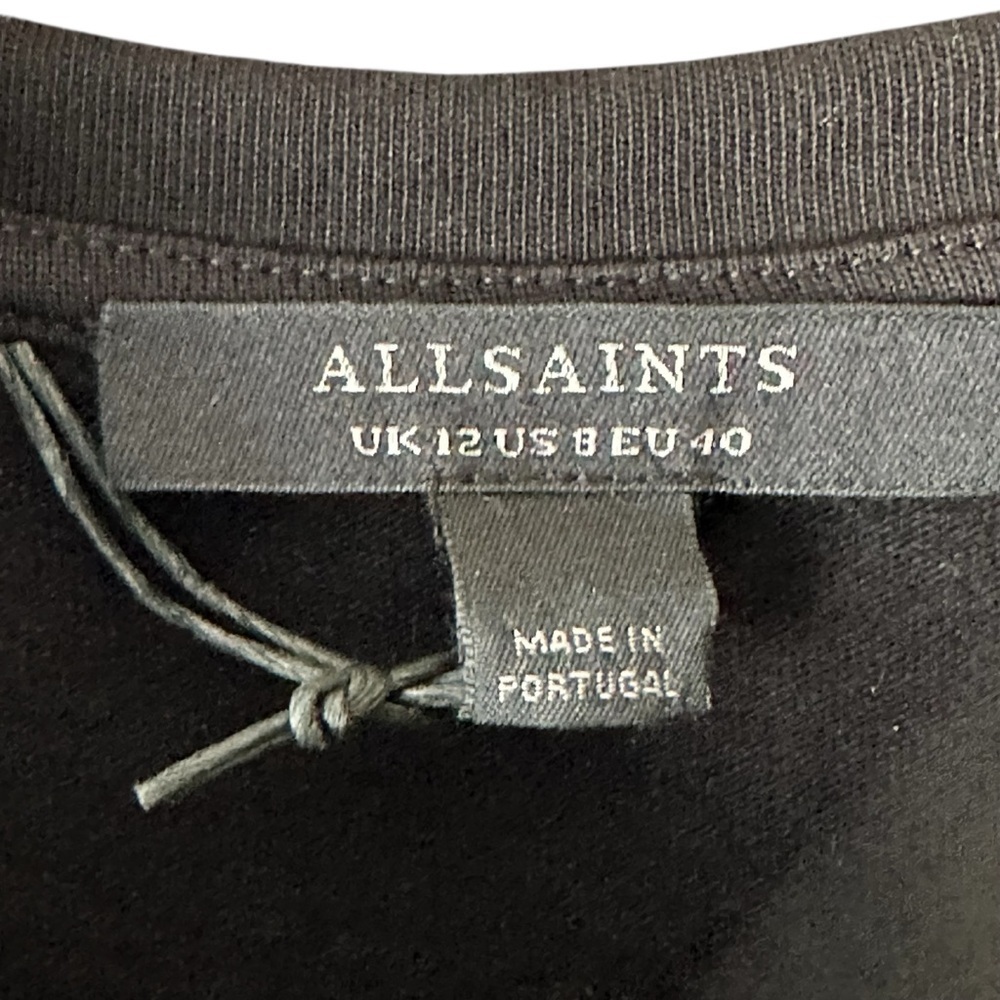 Allsaints Organic Cotton Anna Black T-Shirt Mini Dress Sz: M - Picture 8 of 8